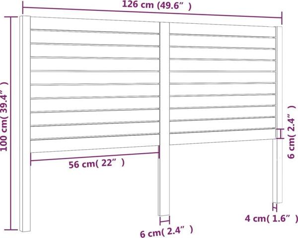 vidaXL Κεφαλάρι κρεβατιού, μαύρο, 126x4x100 εκ, μασίφ πεύκο