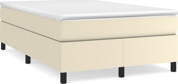 vidaXL Κρεβάτι κοντινεντάλ, κρεμ, 120x200 εκ., με επένδυση από συνθετικό δέρμα