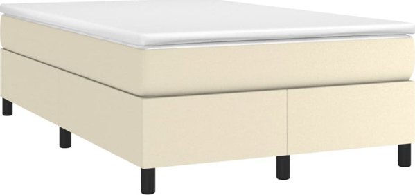 vidaXL Κρεβάτι κοντινεντάλ, κρεμ, 120x200 εκ., με επένδυση από συνθετικό δέρμα
