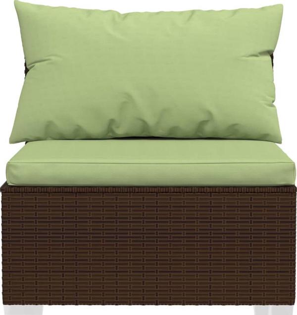 vidaXL Σετ 7 τμχ καθιστικό κήπου με μαξιλάρια, rattan PE, καφέ