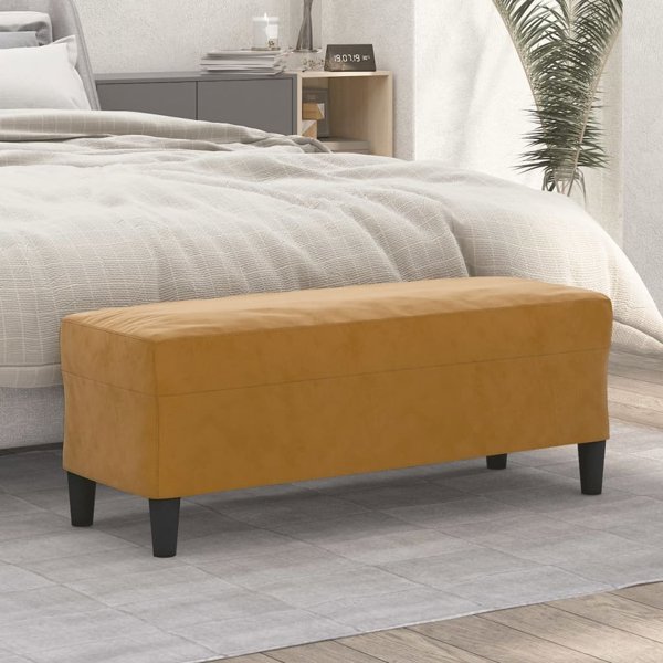 vidaXL Πάγκος σκοτεινό καφέ 100x35x41 cm με βελούδινο ύφασμα