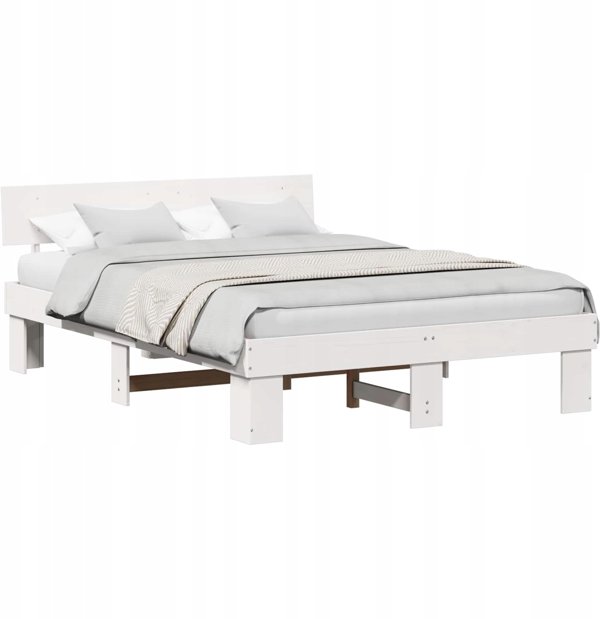 vidaXL Πλαίσιο κρεβατιού με κεφαλάρι Λευκό 150 x 200 cm Ελαφρύ ξύλο πεύκου
