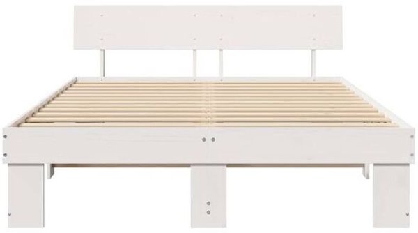 vidaXL Πλαίσιο κρεβατιού με κεφαλάρι Λευκό 150 x 200 cm Ελαφρύ ξύλο πεύκου