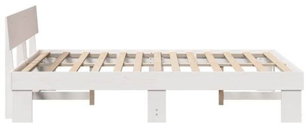 vidaXL Πλαίσιο κρεβατιού με κεφαλάρι Λευκό 150 x 200 cm Ελαφρύ ξύλο πεύκου