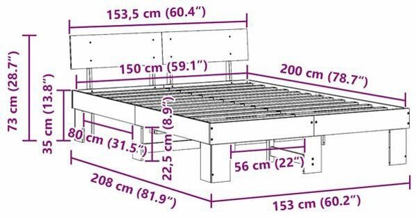 vidaXL Πλαίσιο κρεβατιού με κεφαλάρι Λευκό 150 x 200 cm Ελαφρύ ξύλο πεύκου