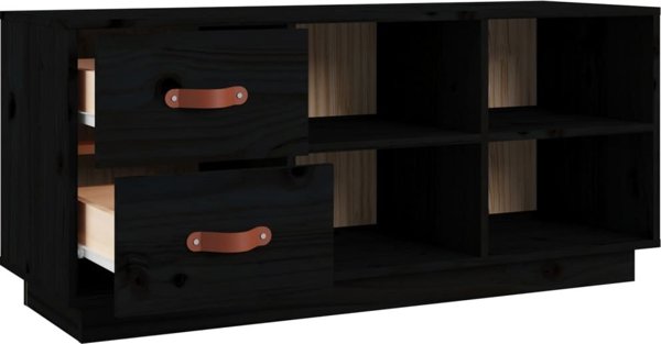 vidaXL vidaXL Szafka na buty, czarna, 100x34x45 cm, lite drewno sosnowe