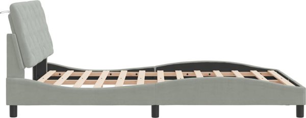 vidaXL Rama κρεβατιού με κεφαλάρι, ανοιχτό γκρι, 120x200 cm, βελούδινη