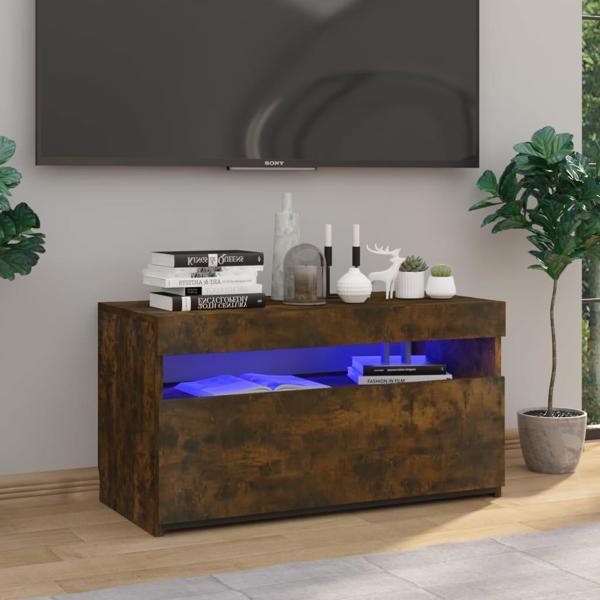 vidaXL ντουλάπι για TV με LED φωτισμό, καπνιστό δρυς, 75x35x40 cm