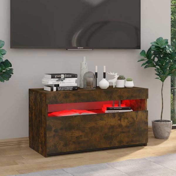 vidaXL ντουλάπι για TV με LED φωτισμό, καπνιστό δρυς, 75x35x40 cm