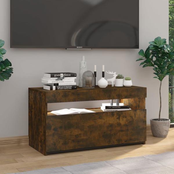 vidaXL ντουλάπι για TV με LED φωτισμό, καπνιστό δρυς, 75x35x40 cm