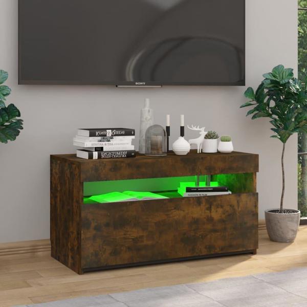 vidaXL ντουλάπι για TV με LED φωτισμό, καπνιστό δρυς, 75x35x40 cm