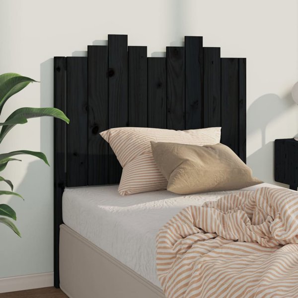 vidaXL Τελευταίο κεφαλάρι κρεβατιού, μαύρο, 96x4x110 cm, μασίφ πεύκο