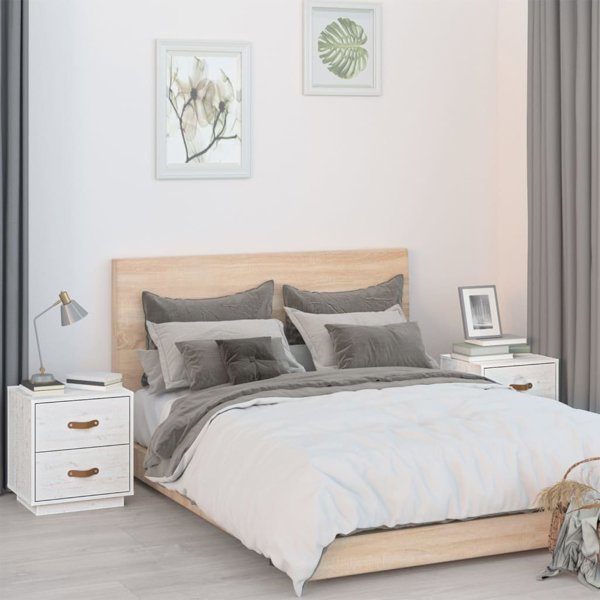 vidaXL Szafki nocne, 2 szt., biale, 40x34x45 cm, lite drewno sosnowe