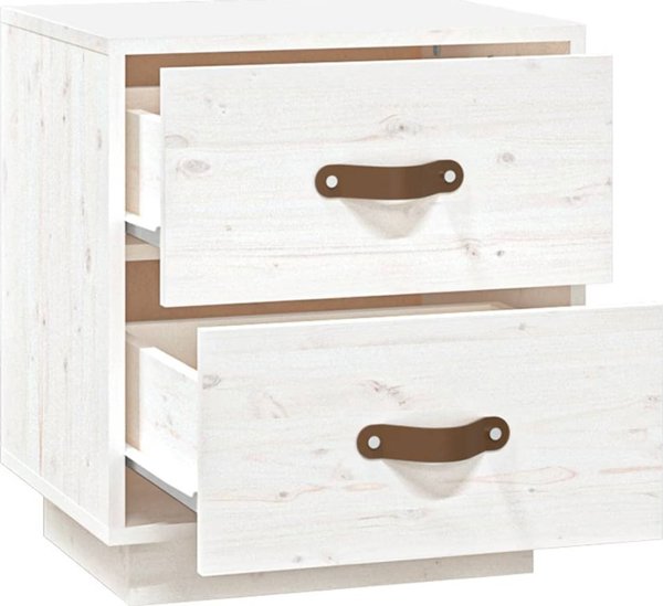vidaXL Szafki nocne, 2 szt., biale, 40x34x45 cm, lite drewno sosnowe