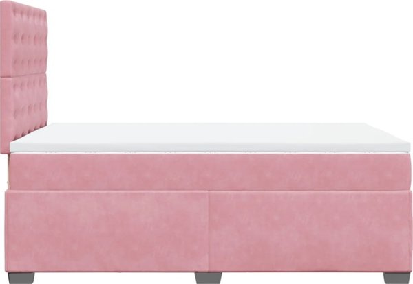 vidaXL Κρεβάτι κοντίνενταλ με στρώμα, ροζ, 120x200 cm, βελούδο