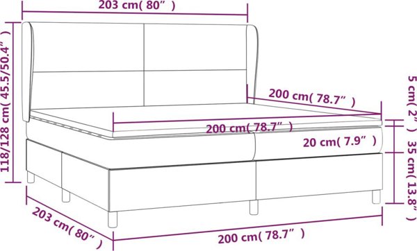 vidaXL Κρεβάτι Continental με στρώμα, σκουρόχρωμο γκρι ύφασμα 200x200 cm