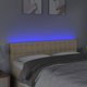 vidaXL Zaglowek do lozka me LED, kremovy, 144x5x78/88 cm, tkanina