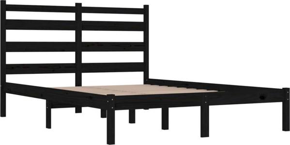 vidaXL Μαύρη ράμα κρεβατιού από μασίφ πεύκο, 140x190 cm