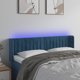 vidaXL Zaglowek do lozka z LED ciemnoniebieski 147x16x78/88 cm aksamit