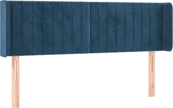 vidaXL Zaglowek do lozka z LED ciemnoniebieski 147x16x78/88 cm aksamit
