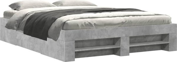 vidaXL Rama lozka, szarosc betonu, 150x200 cm, material drewnopochodny