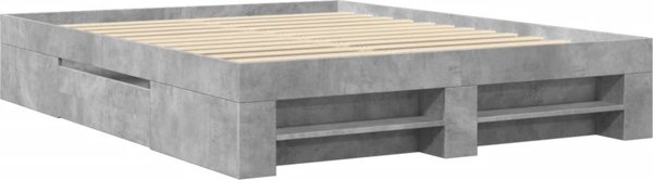 vidaXL Rama lozka, szarosc betonu, 150x200 cm, material drewnopochodny
