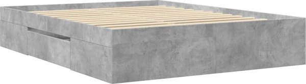 vidaXL Rama lozka, szarosc betonu, 150x200 cm, material drewnopochodny