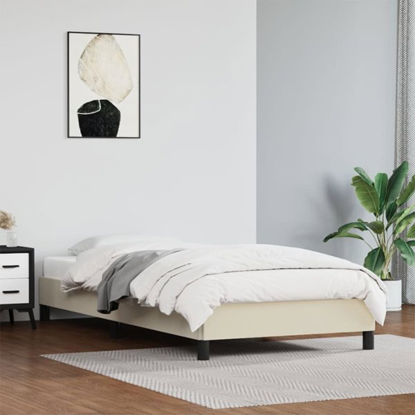 vidaXL Rama lozka, kremowe, 90x190 cm, obite sztuczna skora