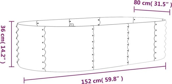 vidaXL vidaXL Donica ogrodowa, malowana proszkowo stal, 152x80x36cm, antracyt