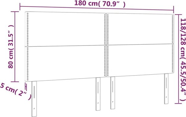 vidaXL Κεφαλάρι κρεβατιού με LED, μαύρο, 180x5x118/128 εκ, βελούδο