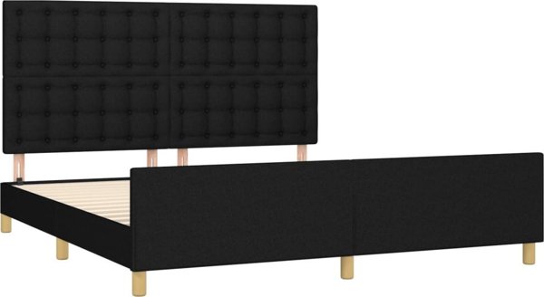 vidaXL Πλαισιο κρεβατιου με κεφαλαρι, μαυρο, 180x200 cm, υφασμα