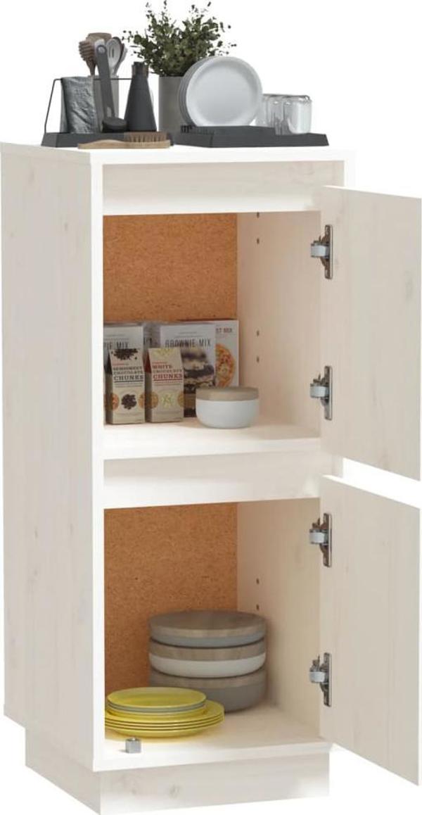 vidaXL Ντουλάπι, λευκό, 31,5 x 34 x 75 εκ, συμπαγές πεύκο