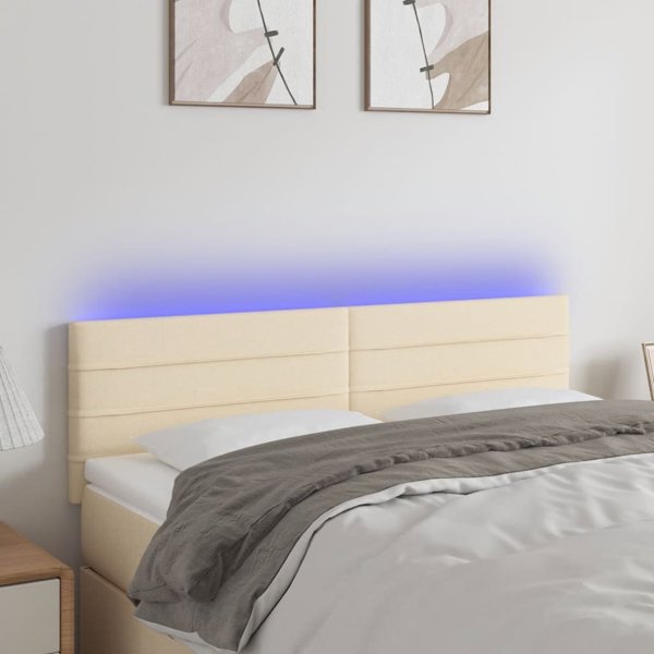 vidaXL Zaglowek do lozka me LED, kremovi, 144x5x78/88 cm, yfasma