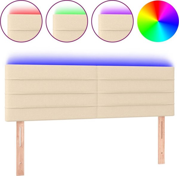 vidaXL Zaglowek do lozka me LED, kremovi, 144x5x78/88 cm, yfasma