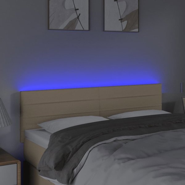 vidaXL Zaglowek do lozka me LED, kremovi, 144x5x78/88 cm, yfasma