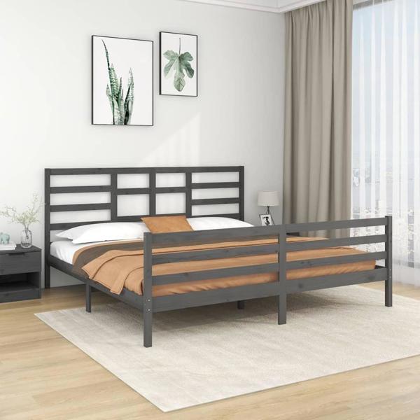 vidaXL Κορνίζα Κρεβατιού, γκρι, μασίφ ξύλο, 200 x 200 cm