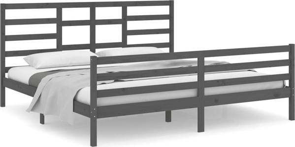 vidaXL Κορνίζα Κρεβατιού, γκρι, μασίφ ξύλο, 200 x 200 cm