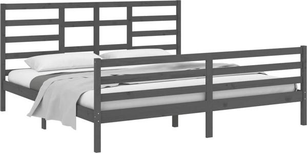 vidaXL Κορνίζα Κρεβατιού, γκρι, μασίφ ξύλο, 200 x 200 cm
