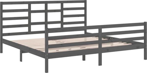 vidaXL Κορνίζα Κρεβατιού, γκρι, μασίφ ξύλο, 200 x 200 cm