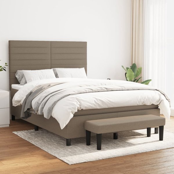 vidaXL Κρεβάτι Continental με στρώμα, ταμπά, ύφασμα, 140x190 cm