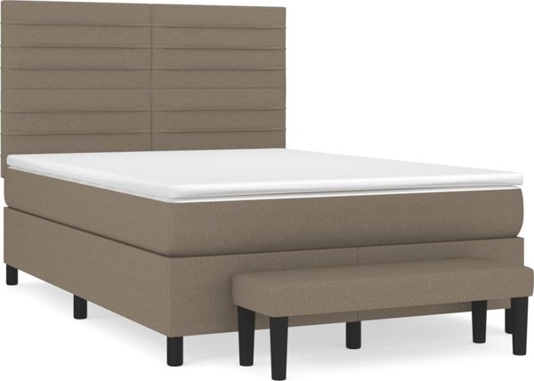 vidaXL Κρεβάτι Continental με στρώμα, ταμπά, ύφασμα, 140x190 cm