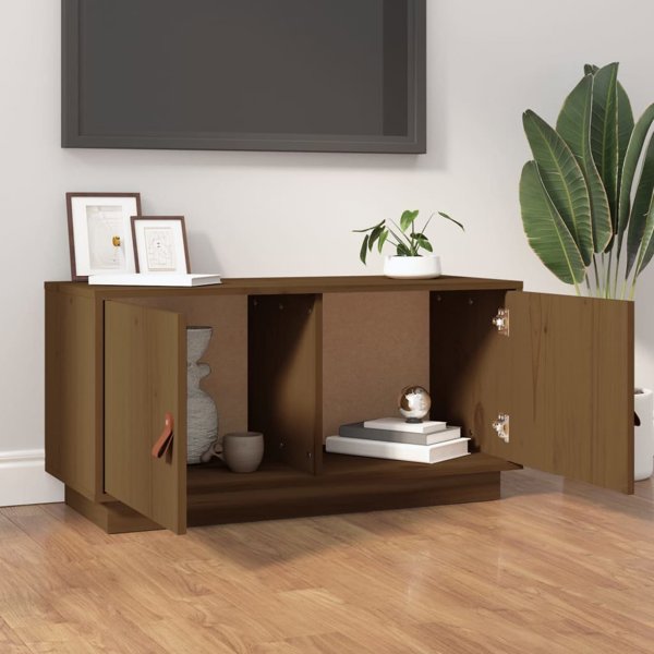vidaXL Szafka pod TV miodowy braz 80x34x40 cm lite drewno sosnowe