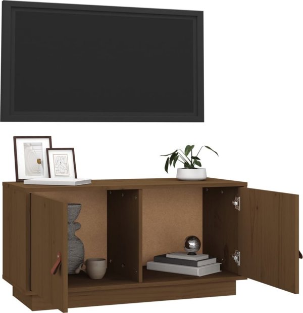 vidaXL Szafka pod TV miodowy braz 80x34x40 cm lite drewno sosnowe