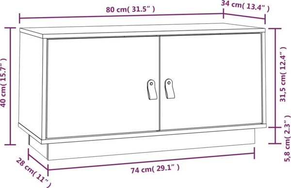 vidaXL Szafka pod TV miodowy braz 80x34x40 cm lite drewno sosnowe