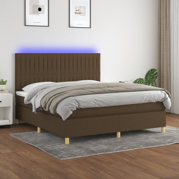 vidaXL Κρεβάτι Continental με στρώμα, καφέ, 160x200 εκ., ύφασμα