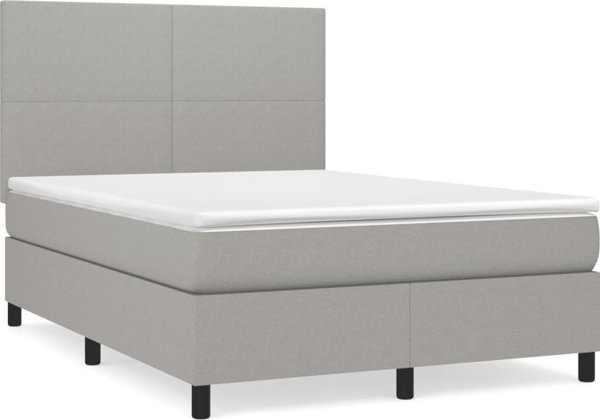 vidaXL Κρεβάτι Continental με Στρώμα, Ανοιχτό Γκρι, 140x200 cm, Υφασμάτινο