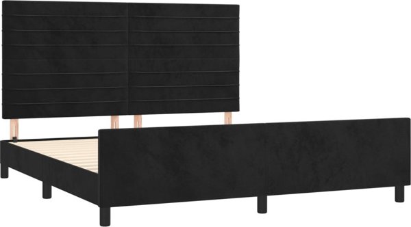 vidaXL Rama κρεβατιού με κεφαλάρι, μαύρη, 160x200 cm, βελούδινη ύφανση