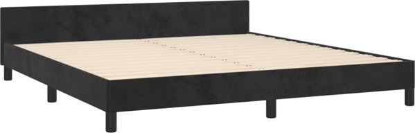 vidaXL Rama κρεβατιού με κεφαλάρι, μαύρη, 160x200 cm, βελούδινη ύφανση
