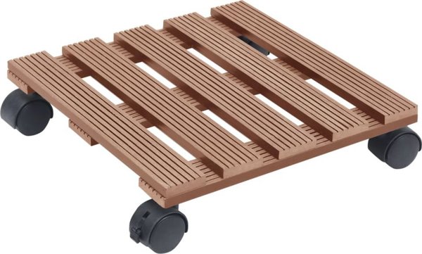 vidaXL Stojaki na kolkach pod donice, 4 szt., braz, 30x30x7,5 cm, WPC