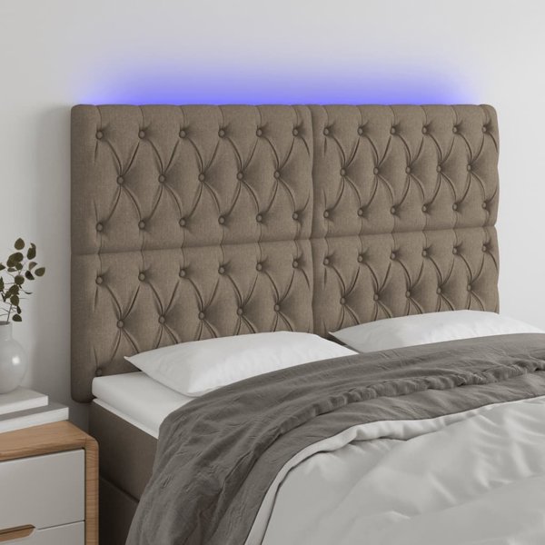 vidaXL Zaglowek do lotka z LED, taupe, 160x7x118/128 cm, ypogeio